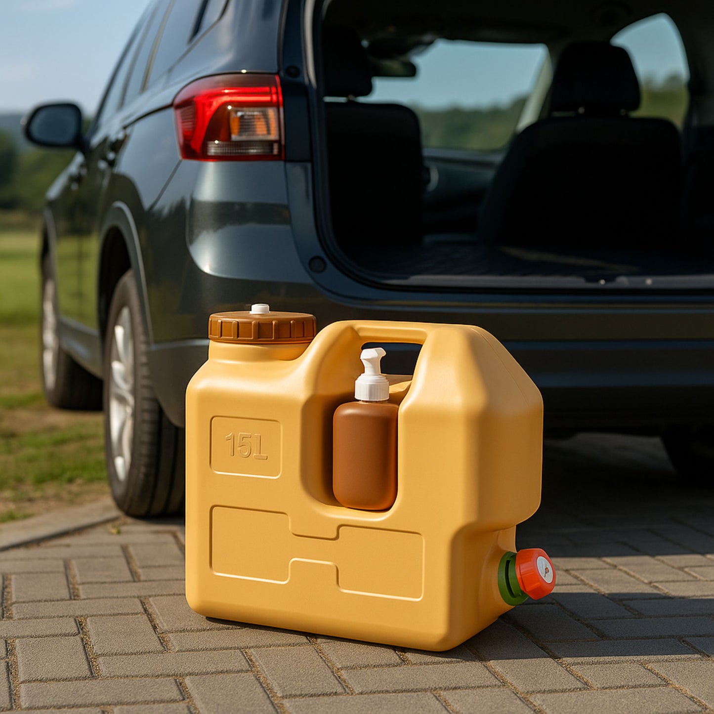 Portable Water Container with Hand Wash Dispenser – 15L