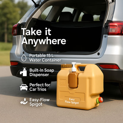 Portable Water Container with Hand Wash Dispenser – 15L