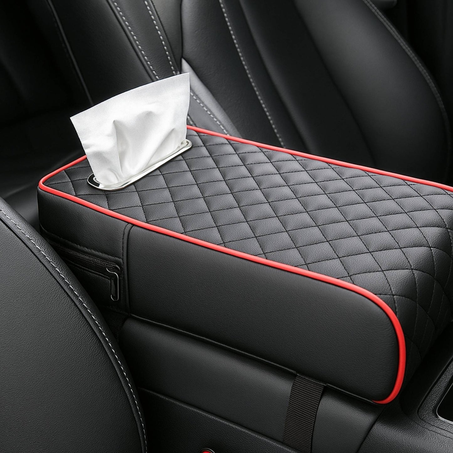 Car Armrest Organizer With Tissue Holder