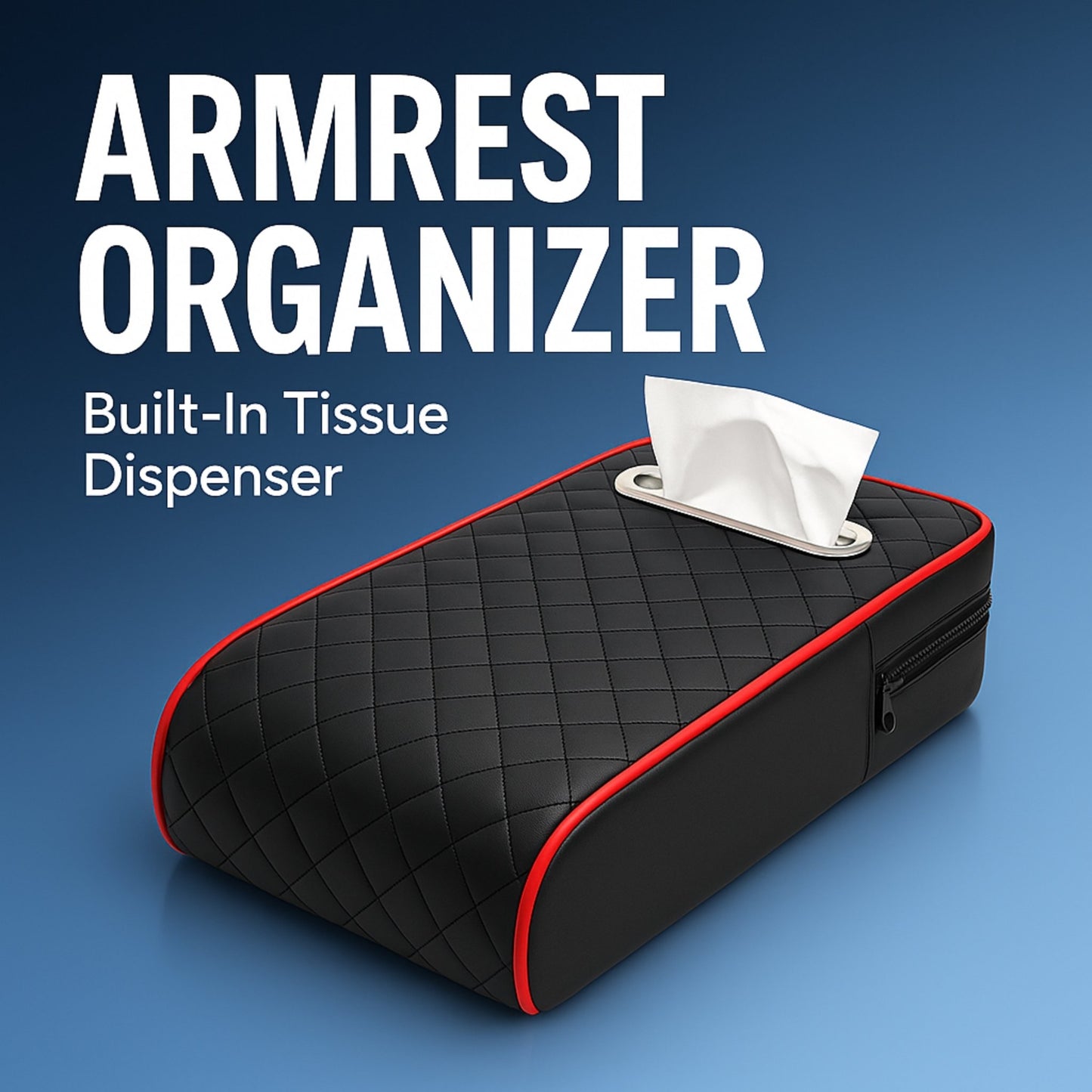 Car Armrest Organizer With Tissue Holder
