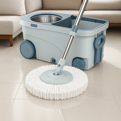 Dual Tank Spin Mop with Stainless Steel Drying Basket