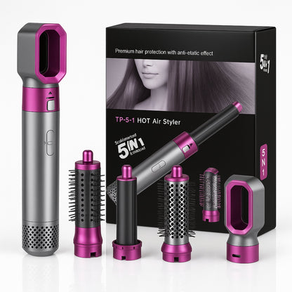 in-1 Hot Air Styler Hair Curler Brush | Dryer, Volumizer & Straightener Tool-5