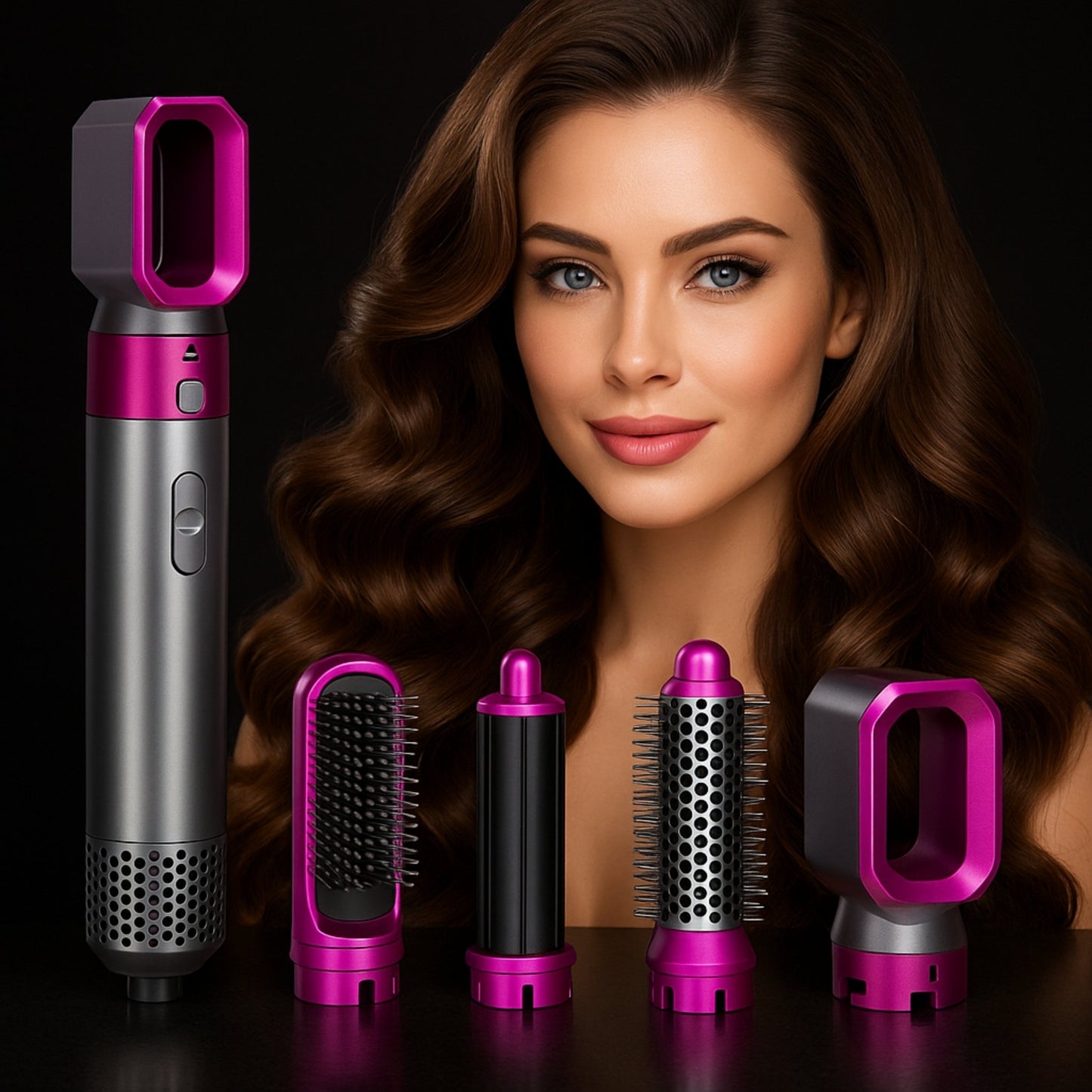in-1 Hot Air Styler Hair Curler Brush | Dryer, Volumizer & Straightener Tool-5