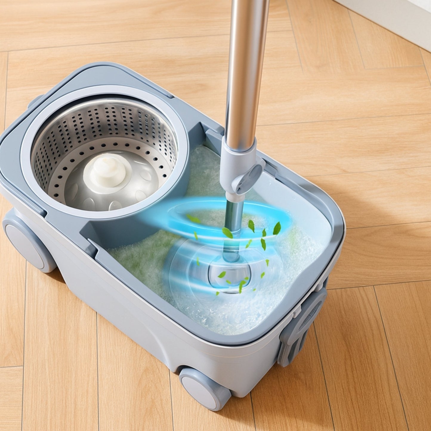 Dual Tank Spin Mop with Stainless Steel Drying Basket