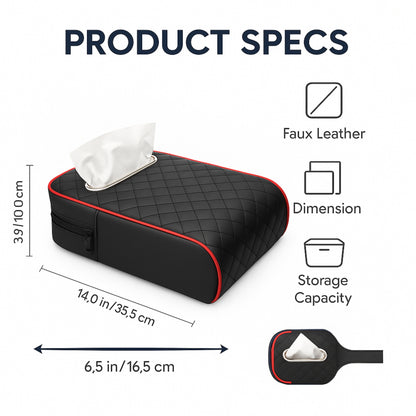 Car Armrest Organizer With Tissue Holder