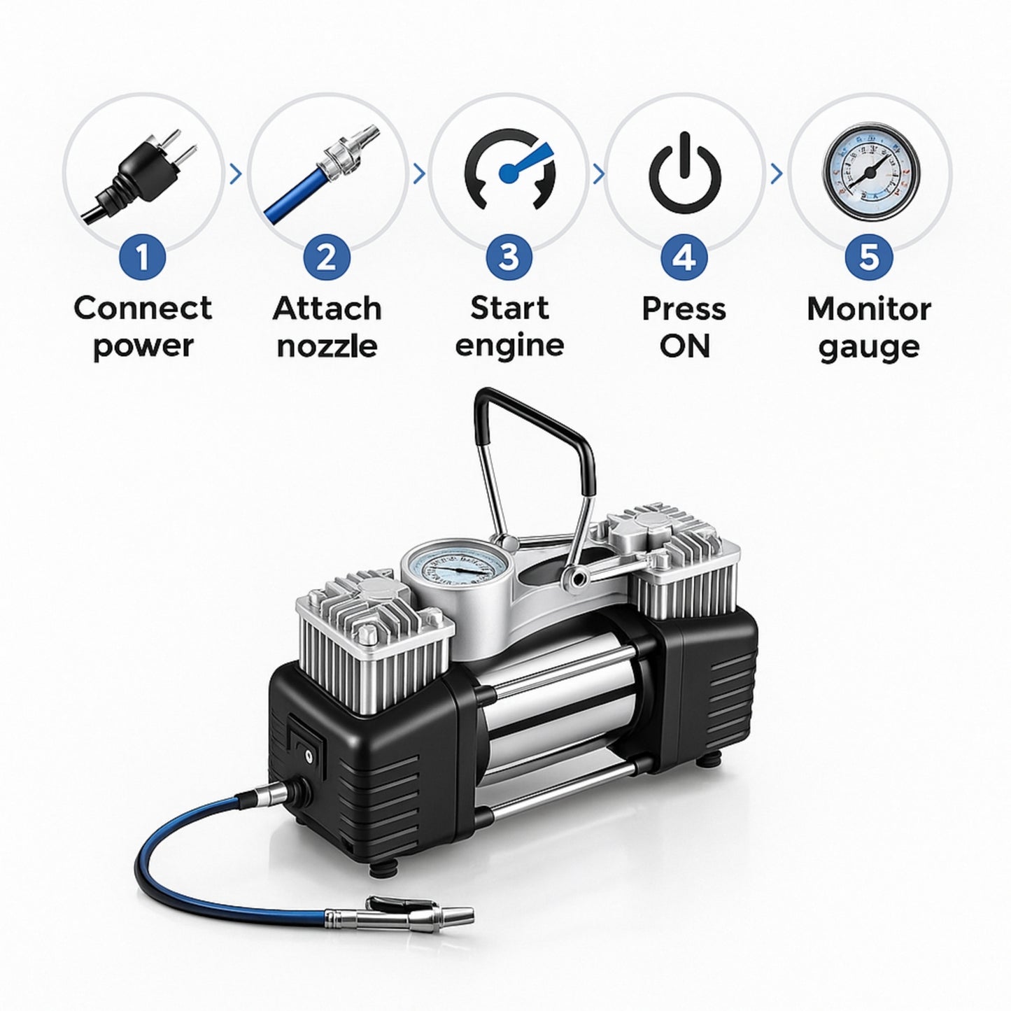 2 Cylinder Heavy-Duty Car Air Compressor 628-4X4