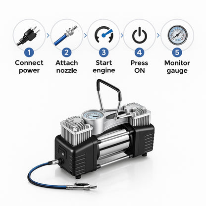 2 Cylinder Heavy-Duty Car Air Compressor 628-4X4