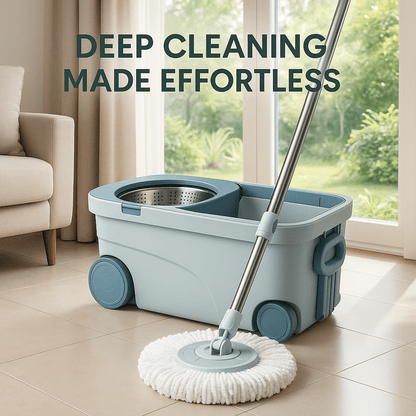 Dual Tank Spin Mop with Stainless Steel Drying Basket