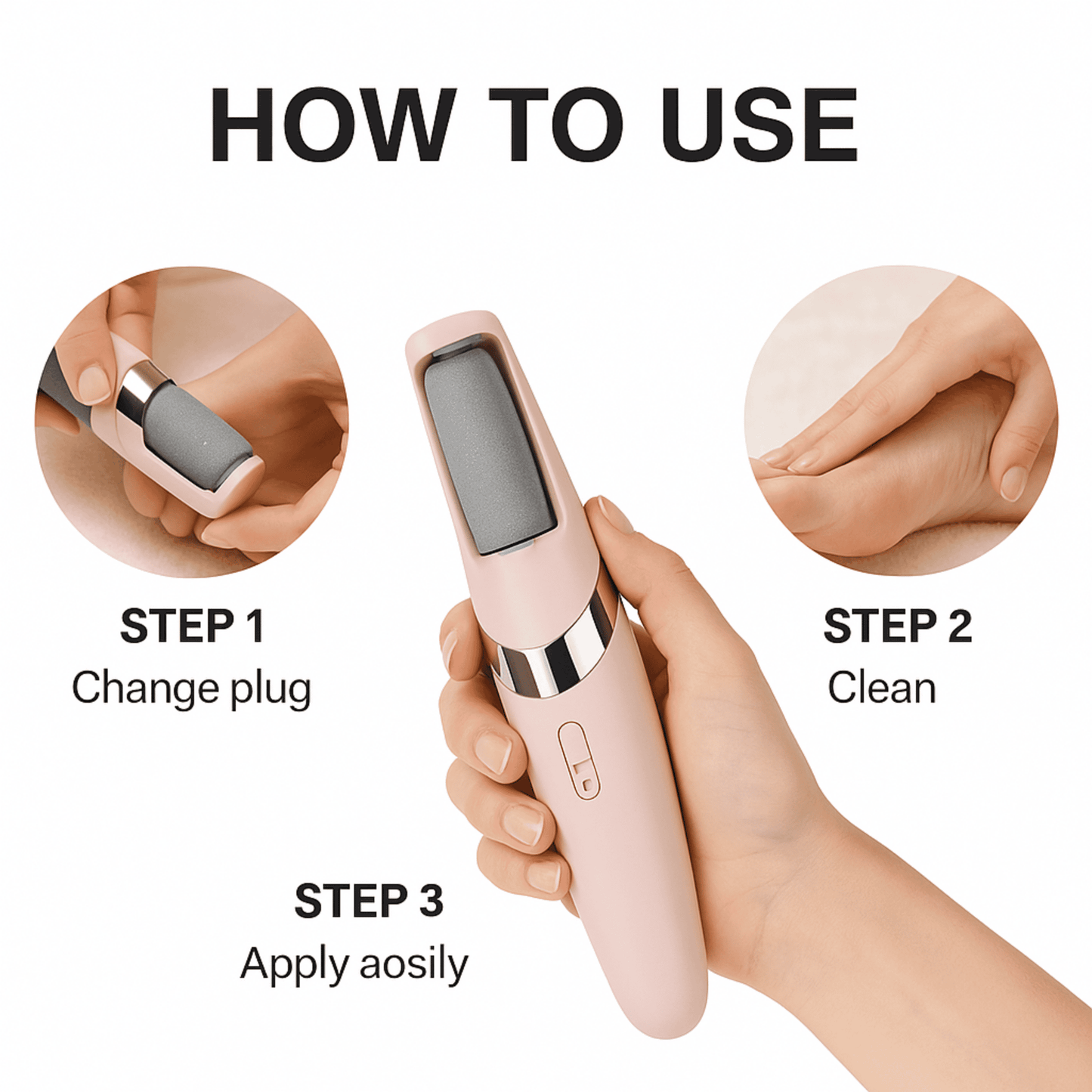 Flawless Electronic Foot File – 3 Interchangeable Heads