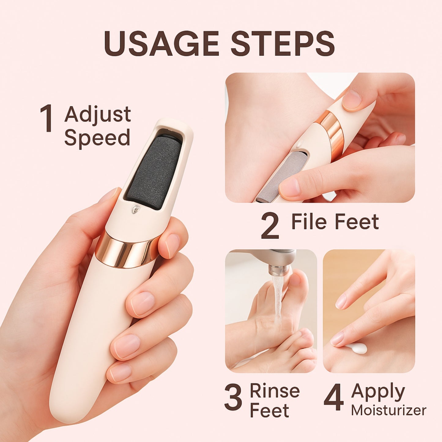 Flawless Electronic Foot File – 3 Interchangeable Heads