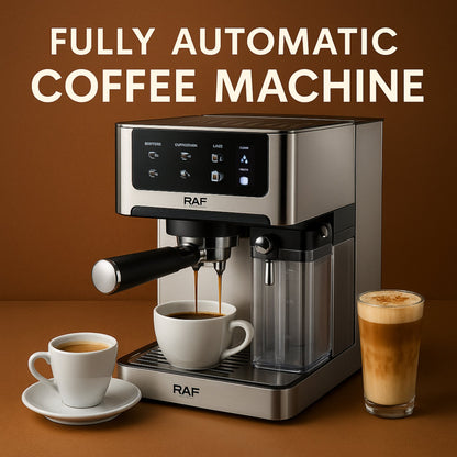 RAF Automatic Espresso Coffee Machine – 1350W, Dual Boiler, 1.8L