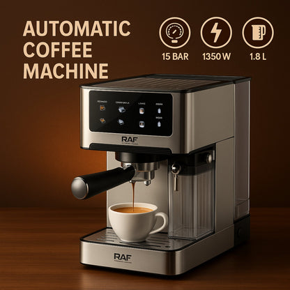 RAF Automatic Espresso Coffee Machine – 1350W, Dual Boiler, 1.8L